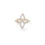 18K Yellow Gold Diamond Princess Outline Tapered Flower Ring