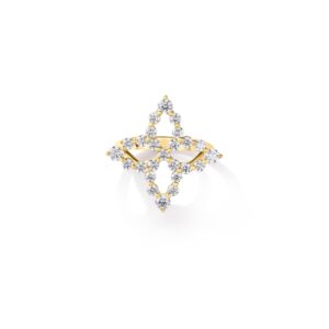 18K Yellow Gold Diamond Princess Outline Tapered Flower Ring