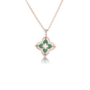 18K Rose Gold Venetian Princess Pirouette Pavé Small Flower Necklace