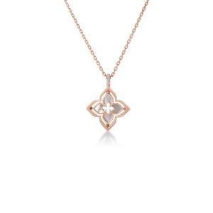 18K Rose Gold Venetian Princess Pirouette Pavé Small Flower Necklace