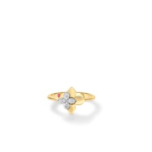 18K Yellow Gold Love In Verona Diamond Flower Ring