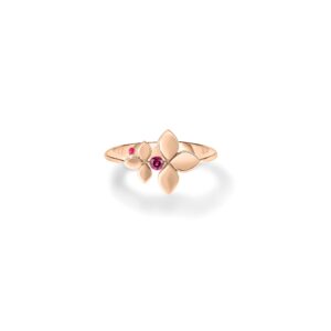 18K Rose Gold Love In Verona Rubellite Double Flower Ring