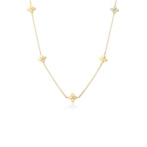 18K Yellow Gold Love In Verona Diamond Flower Station Necklace