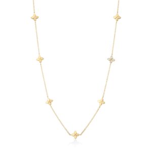 18K Yellow Gold Love In Verona Diamond Flower Station Necklace