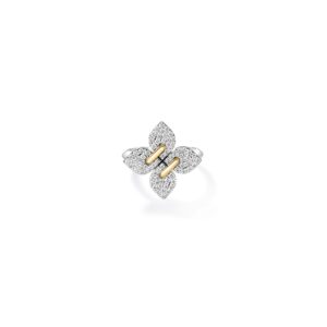 18K White Gold Love In Verona Pavé Diamond Flower Ring