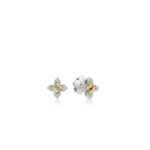 18K White Gold Love In Verona Petite Pavé Diamond Flower Stud Earrings
