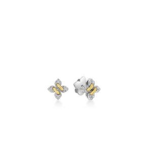 18K White Gold Love In Verona Petite Pavé Diamond Flower Stud Earrings