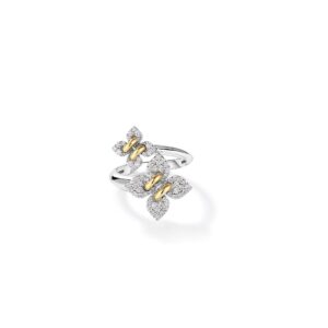 18K White Gold Love In Verona Pavé Diamond Double Flower Ring