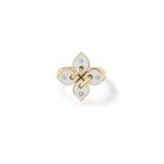 18K White Love In Verona Small Diamond And Enamel Flower Ring