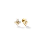 18K White Love In Verona Small Diamond And Enamel Flower Stud Earrings