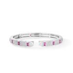 18K White Gold Obelisco Pavé Diamond And Gemstone Cuff Bangle