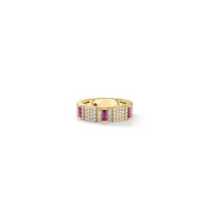 18K Yellow Gold Obelisco Pavé Diamond And Gemstone Ring