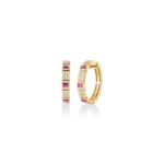 18K Yellow Gold Obelisco Pavé Diamond And Gemstone Hoop Earrings