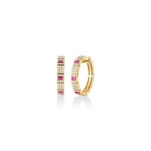 18K Yellow Gold Obelisco Pavé Diamond And Gemstone Hoop Earrings