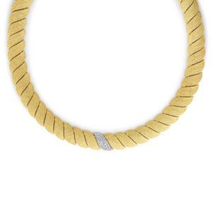 18K Yellow Gold San Marco Textured Diamond Collar Necklace