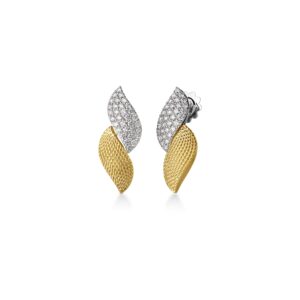 18K Yellow Gold San Marco Textured Diamond Earrings
