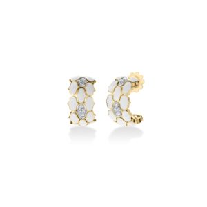 18K Yellow Gold Cobra Diamond And Enamel Hoop Earrings