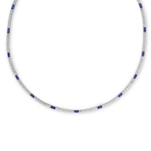18K White Gold Diamond Princess Mixed Cut Necklace