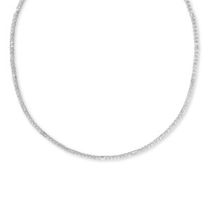 18K White Gold Diamond Princess Mixed Cut Necklace