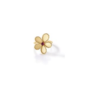 18K Yellow Gold Jasmine Gemstone Flower Ring