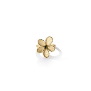 18K Yellow Gold Jasmine Gemstone Flower Ring