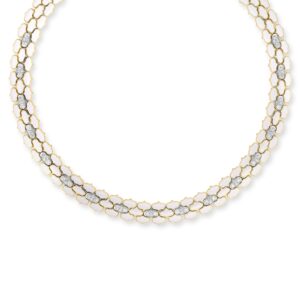 18K Yellow Gold Cobra Diamond And Enamel Wide Collar Necklace