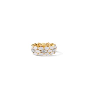 18K Yellow Gold Cobra Diamond And Enamel Ring