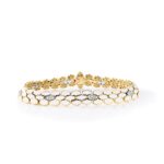 18K Yellow Gold Cobra Diamond And Enamel Bracelet