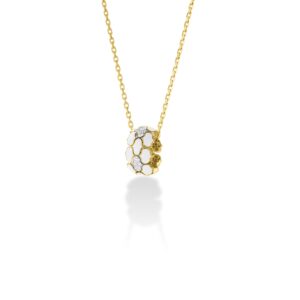 18K Yellow Gold Cobra Diamond And Enamel Rondel Necklace