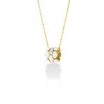 18K Yellow Gold Cobra Diamond And Enamel Large Rondel Necklace