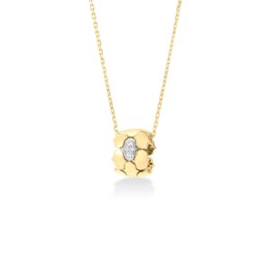 18K Yellow Gold Cobra Large Diamond Rondel Necklace