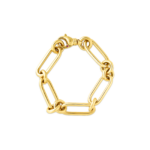 18K Yellow Gold Designer Gold Oval And Round Link Chain Bracelet