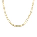18K Yellow Gold Designer Gold Alternating Oval Link Chain Necklace