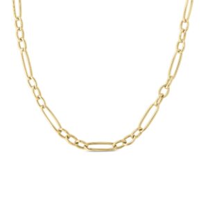 18K Yellow Gold Designer Gold Alternating Oval Link Chain Necklace