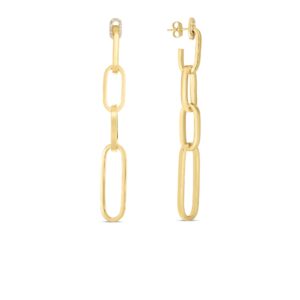 18K Yellow Gold Navarra Diamond Graduating Chain Link Dangle Earrings