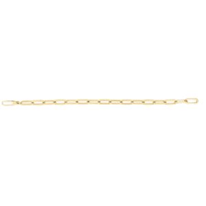 18K Yellow Gold Designer Gold Medium Gauge Sqaured Edge Paperclip Bracelet