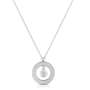 18K White Gold Classic Diamond Pavé Mini O Necklace