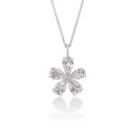 18K White Gold Tiny Treasures Pear Shape Cut Diamond Flower Necklace