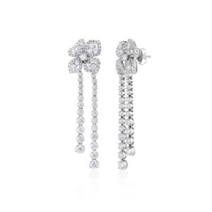 18K White Gold Classic Diamond Fiore Couture Dangle Earrings