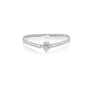 18K White Gold Classic Diamond Fiore Couture Double Bracelet