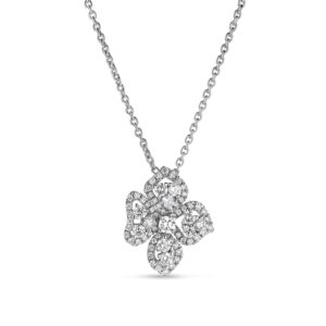 18K White Gold Classic Diamond Fiore Couture Small Flower Necklace
