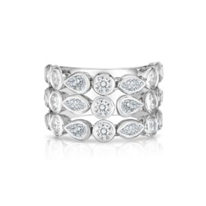 18K White Gold Dolce Flexible Three Row Diamond Ring