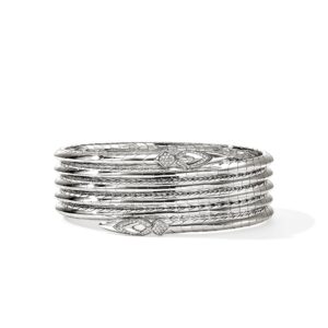 Naga Multi Coil Bracelet, Sterling Silver, Diamonds