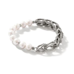 Surf Bracelet, Silver, Pearls, 10.5MM