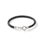Hook Clasp Bracelet, Leather, Silver, 5MM