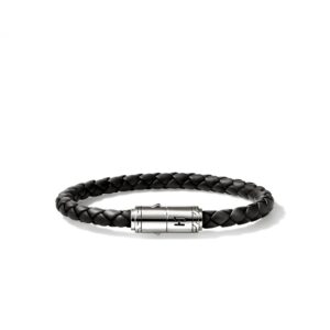 Leather Bracelet, Sterling Silver, 6MM