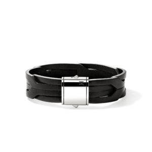 Icon 50 Bracelet, Sterling Silver, Leather