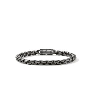 Box Chain Bracelet, Dark Silver, 6MM