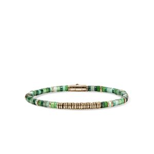 Heishi Bracelet, Hardstones, Emeralds, Gold, 4MM