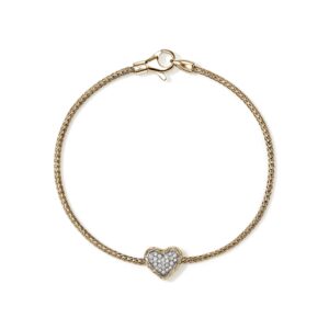 JH Essential Heart Bracelet, Gold, Diamonds, 1.8MM